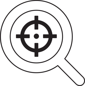 search magnifying glass icon with a target png