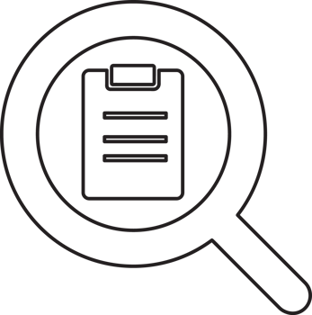outline clipboard icon with magnifying glass png