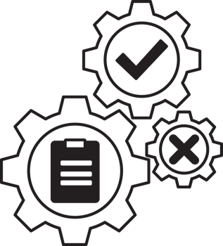 check mark, check box, and gear wheels icon png