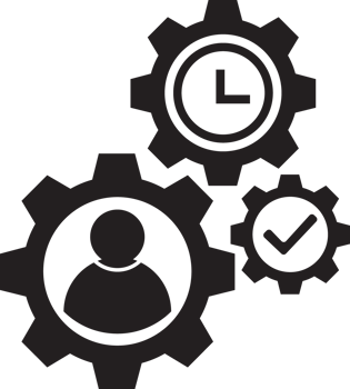 clock and gears icon with a person in the middle png