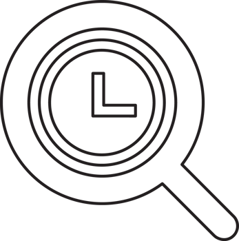 outline search magnifying glass icon with clock png