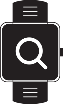 black smart watch with search icon png