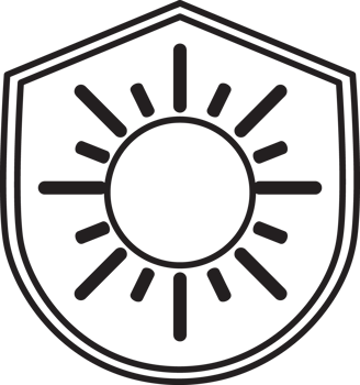 outline shield with a sun in the middle of it png