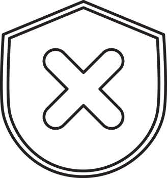 a shield with an x on it, with a line drawing png