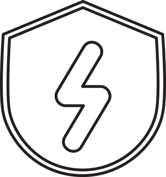 outlined shield with a lightning bolt on it png