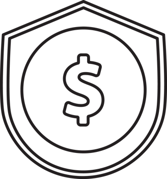 outlined dollar sign icon in a shield png