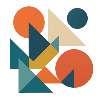 Vibrant Geometric Abstract Art Composition with Bold Shapes and Colors png