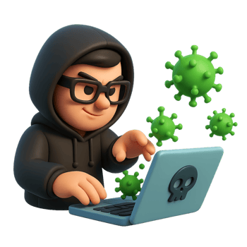 Computer Hacker Creating Virus Transmission in a Digital World png