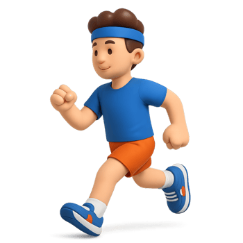Animated 3D Jogger Character in Blue Attire Running Style png