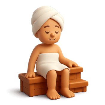 3D Sauna Experience with a Relaxed Cartoon Character Model png