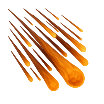 Dynamic 3D Meteor Shower Illustration with Glowing Comets png