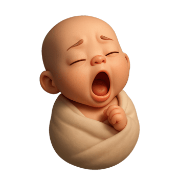 Newborn Baby Yawning in 3D Style, Cute and Adorable Expression png