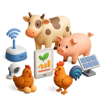 Smart Farm Concept with Livestock and Technology Illustrations png