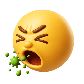 3D Simple Face with Sneezing Expression and Funny Emotions png