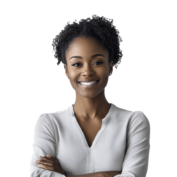 Portrait of Professional African American Businesswoman Smiling and Standing While Wearing Casual Clothes Isolated at Transparent Background png