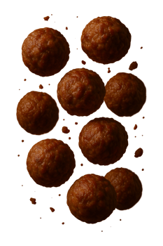realistic flying meatball png