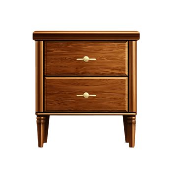 Elegant wooden nightstand with two drawers offering convenient storage and a classic design for the bedroom png
