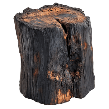 Burnt Wooden Log Tree Trunk Isolated at the Transparent Background png