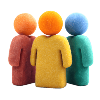 Colorful abstract figurative sculptures made of felt symbolizing a cohesive and inclusive group of people png