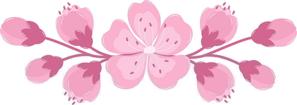 Cherry Blossom Flower Border Frame. Flat and Simple Pink Sakura. vector