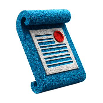 Abstract digital document icon formed from textured blue felt representing organization information management and modern business applications png