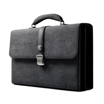 A sleek and minimalist gray briefcase crafted from durable yet soft to the touch felt material featuring a buckle closure for a professional and organized look png