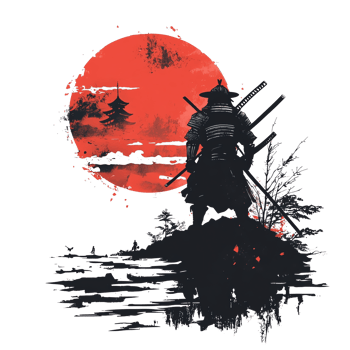 Samurai Sunset Warrior, Landscape, Japan png