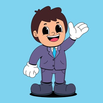 Cartoon character of a businessman waving vector