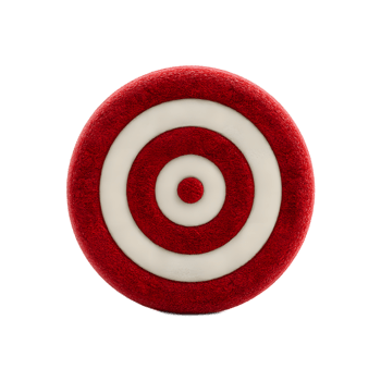A minimalist and visually striking image of a red and white bullseye pattern on a textured felt surface symbolizing focus precision and the pursuit of a goal png