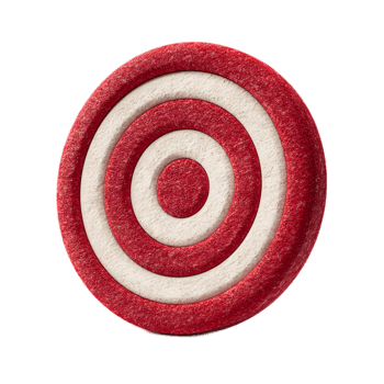 Concentric red and white felt circles forming an abstract target or bullseye design representing a goal or objective png