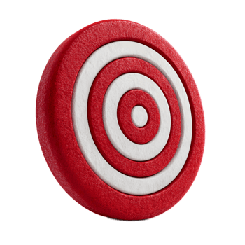 Minimalist geometric design of a red and white felt target bullseye representing the goal or aim in a competitive sport or game png