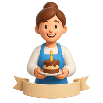 Happy Woman Holding a Birthday Cake png