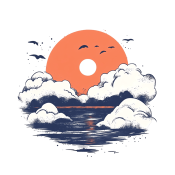 Ocean Sunset Cloudscape t shirt design concept png