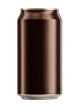 A plain minimal brown matte aluminum soft drink can ready for product design or packaging mockup photography png