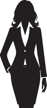 Silhouette of a woman in a business suit with hand in pocket on a white background vector