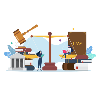 Law and justice class with miniature people. png