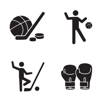 Sports icons basketball hockey boxing representing active lifestyle and competition vector