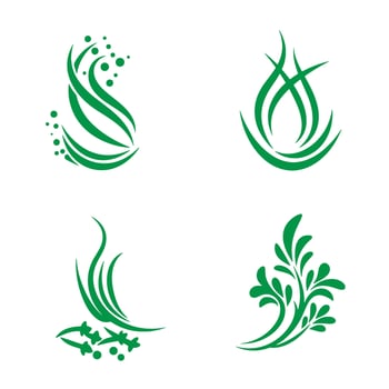 illustration of four green nature inspired silhouettes designs on white background vector