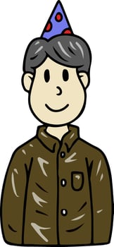Cartoon Man with Party Hat Illustration vector