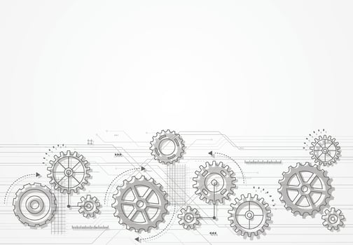 Abstract cogs and gear wheel mechanism technology background. Machine engineering design. illustration vector