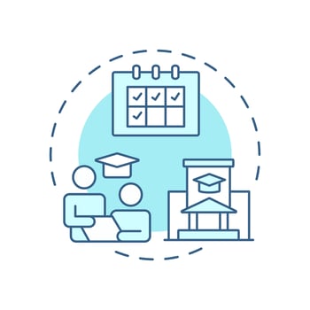 Course scheduling soft blue concept icon. Student services. Teaching plan, tutoring. Round shape line illustration. Abstract idea. Graphic design. Easy to use in article, infographic vector