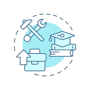 Learning opportunities soft blue concept icon. Personal growth, skill development. Round shape line illustration. Abstract idea. Graphic design. Easy to use in infographic, brochure vector