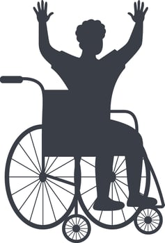 Silhouette of People Disability on Wheelchair. Isolated on White Background, vector