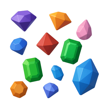 3D gems scattered in the mid air png
