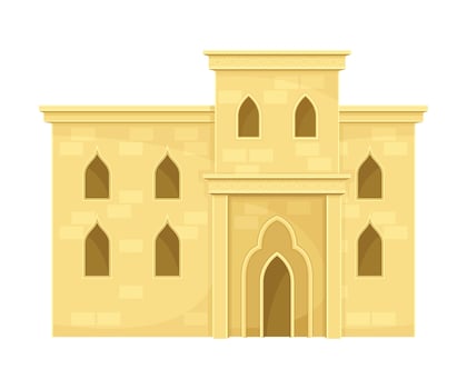Authentic Arabian mud brick house. Middle East traditional architecture illustration vector