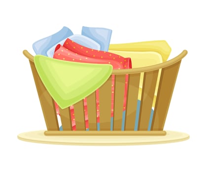 Laundry Basket or Hamper Full with Clothing Items Illustration vector
