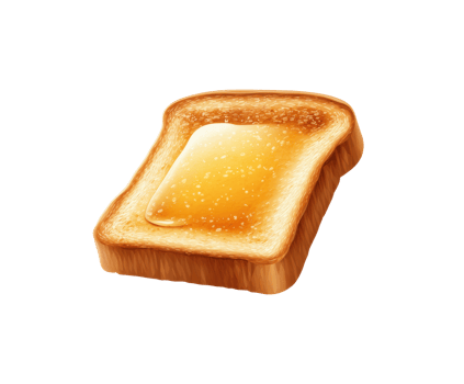 Toast with butter ready for breakfast enjoyment and satisfaction png