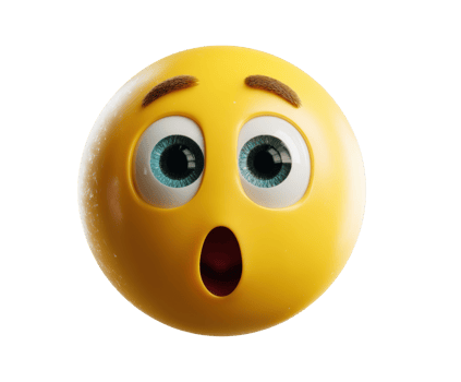 Surprised emoji expression with bright colors and wide eyes png
