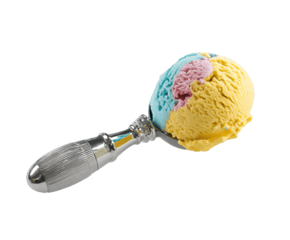 Colorful ice cream scoop ready to serve a summer treat png
