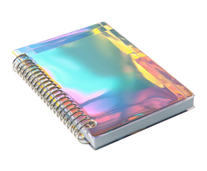 Colorful holographic notebook for creativity and organization png